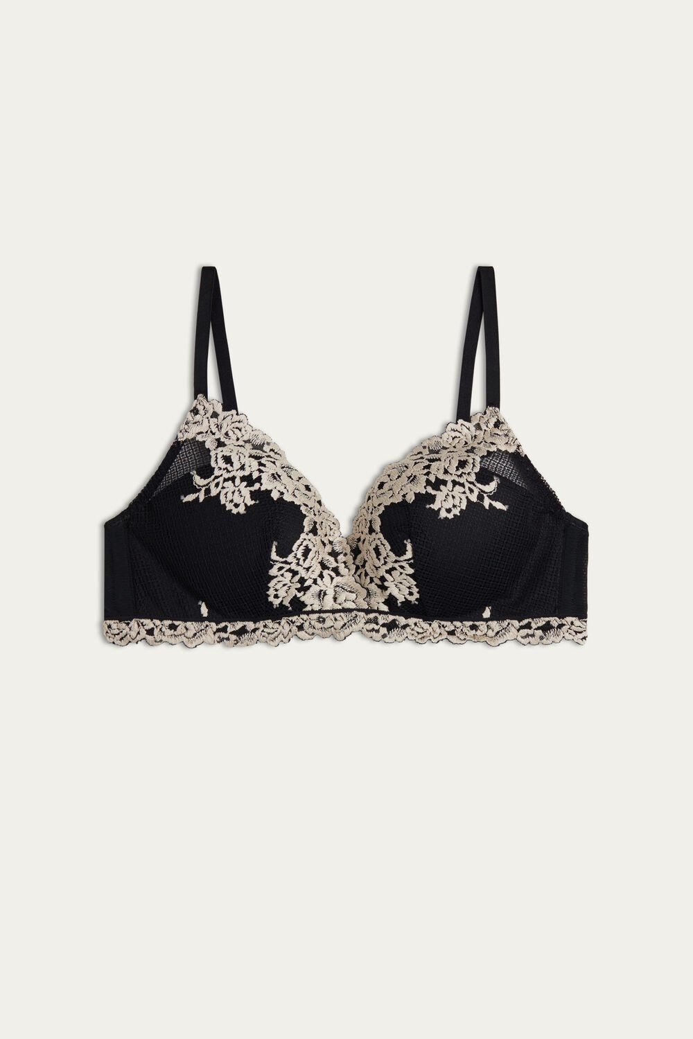 Intimissimi Pretty Flowers Fabiola Push-up Bra Multicolor - 9887 - Black / Ivory | 9647LTEAV