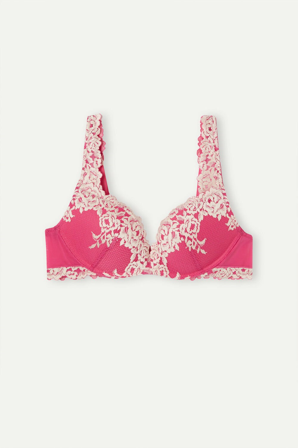 Intimissimi Pretty Flowers Gioia Super Push-up Bra Pink - 213j - Valentine Pink / Ivory | 0752UDVXK