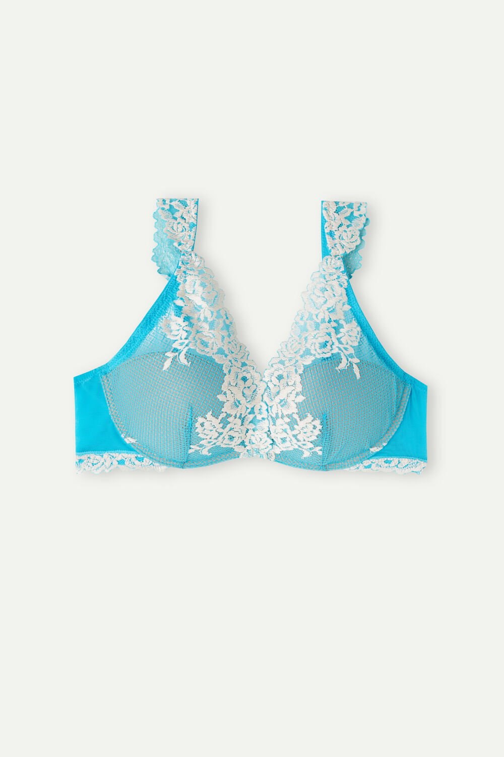 Intimissimi Pretty Flowers Giorgia Balconette Bra Blue - 233j - Digital Turquoise / Ivory | 4276SMOAF