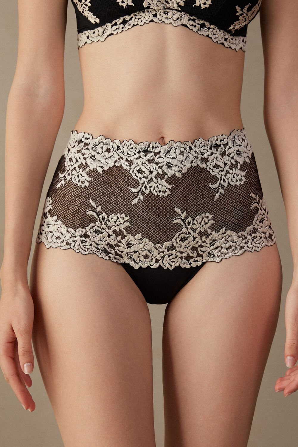 Intimissimi Pretty Flowers Hipster Brazilian Multicolor - 9887 - Black / Ivory | 0925DFCXT