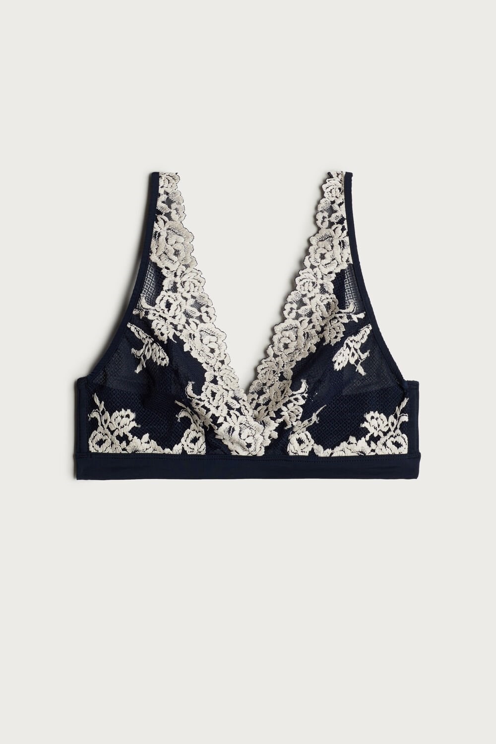 Intimissimi Pretty Flowers Lara Triangle Bra Blue - 347i - Deep Blue / Vanilla | 4791XNMKH