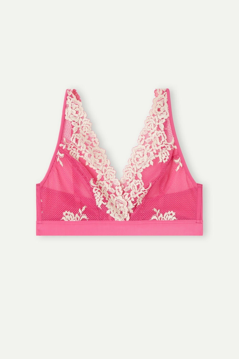 Intimissimi Pretty Flowers Lara Triangle Bra Pink - 213j - Valentine Pink / Ivory | 5841INBZS