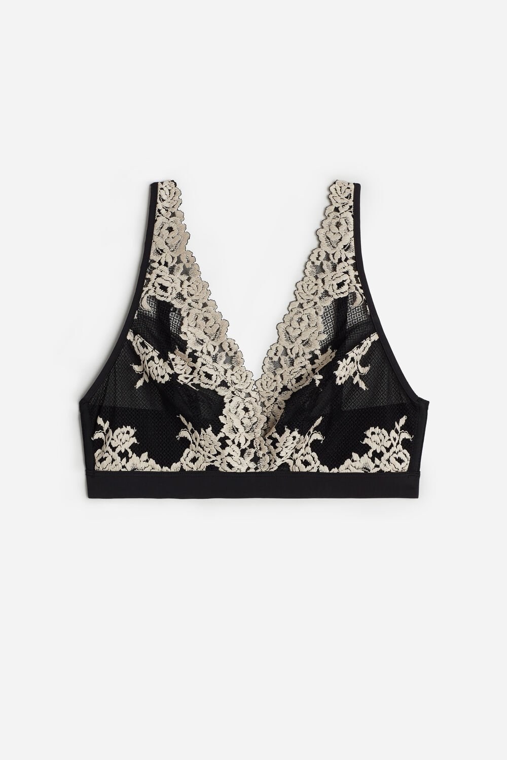 Intimissimi Pretty Flowers Lara Triangle Bra Multicolor - 9887 - Black / Ivory | 9683PZNVK