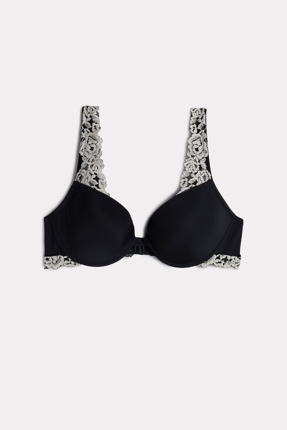 Intimissimi Pretty Flowers Microfiber Bellissima Push-up Bra Multicolor - 9887 - Black / Ivory | 8452JWHQO