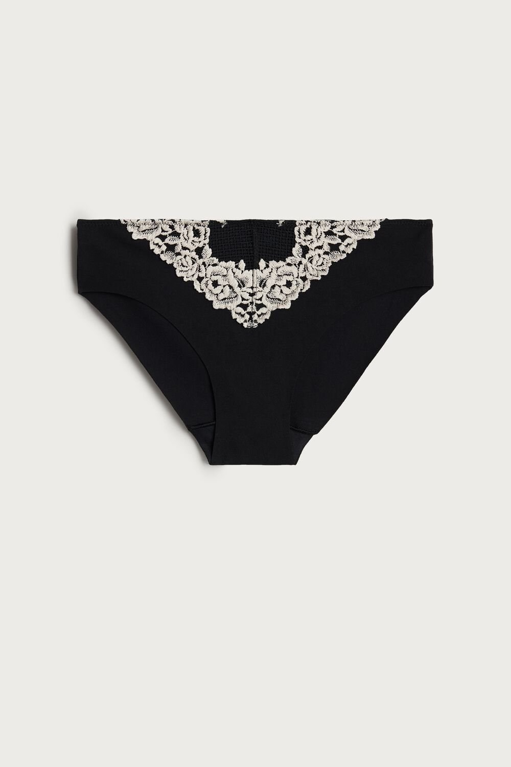 Intimissimi Pretty Flowers Seamless Cotton Panties Multicolor - 9887 - Black / Ivory | 1603ZTJLH