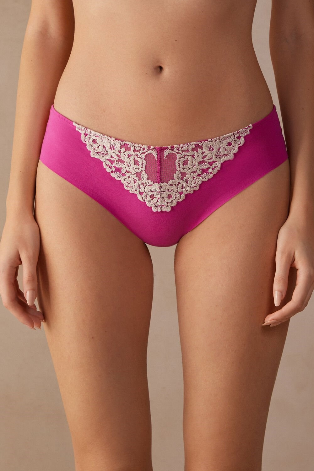 Intimissimi Pretty Flowers Seamless Cotton Panties Pink - 213j - Valentine Pink / Ivory | 1608NYMHC