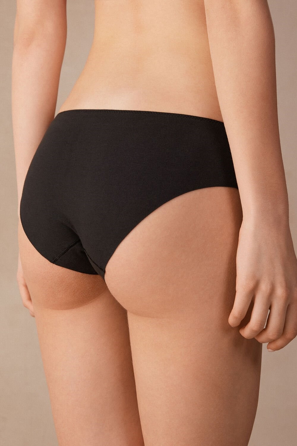 Intimissimi Pretty Flowers Seamless Cotton Panties Black - 019 - Black | 5478QKUGL