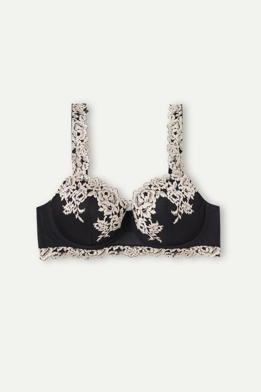 Intimissimi Pretty Flowers Sofia Balconette Bra Multicolor - 9887 - Black / Ivory | 1087TUPBR