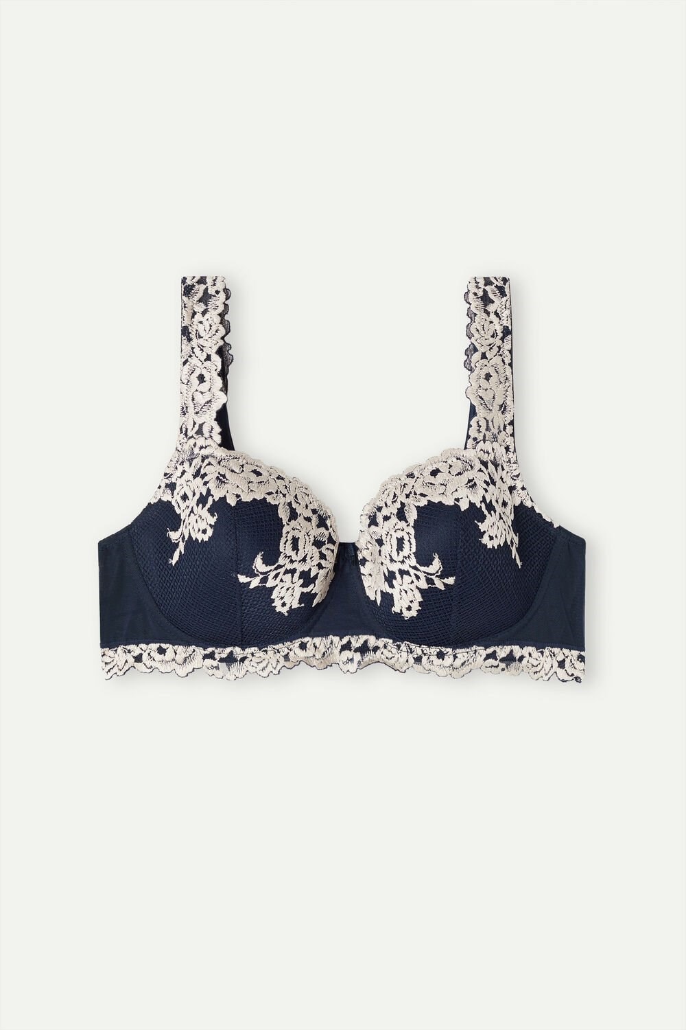 Intimissimi Pretty Flowers Sofia Balconette Bra Blue - 347i - Deep Blue / Vanilla | 3457KZYXA