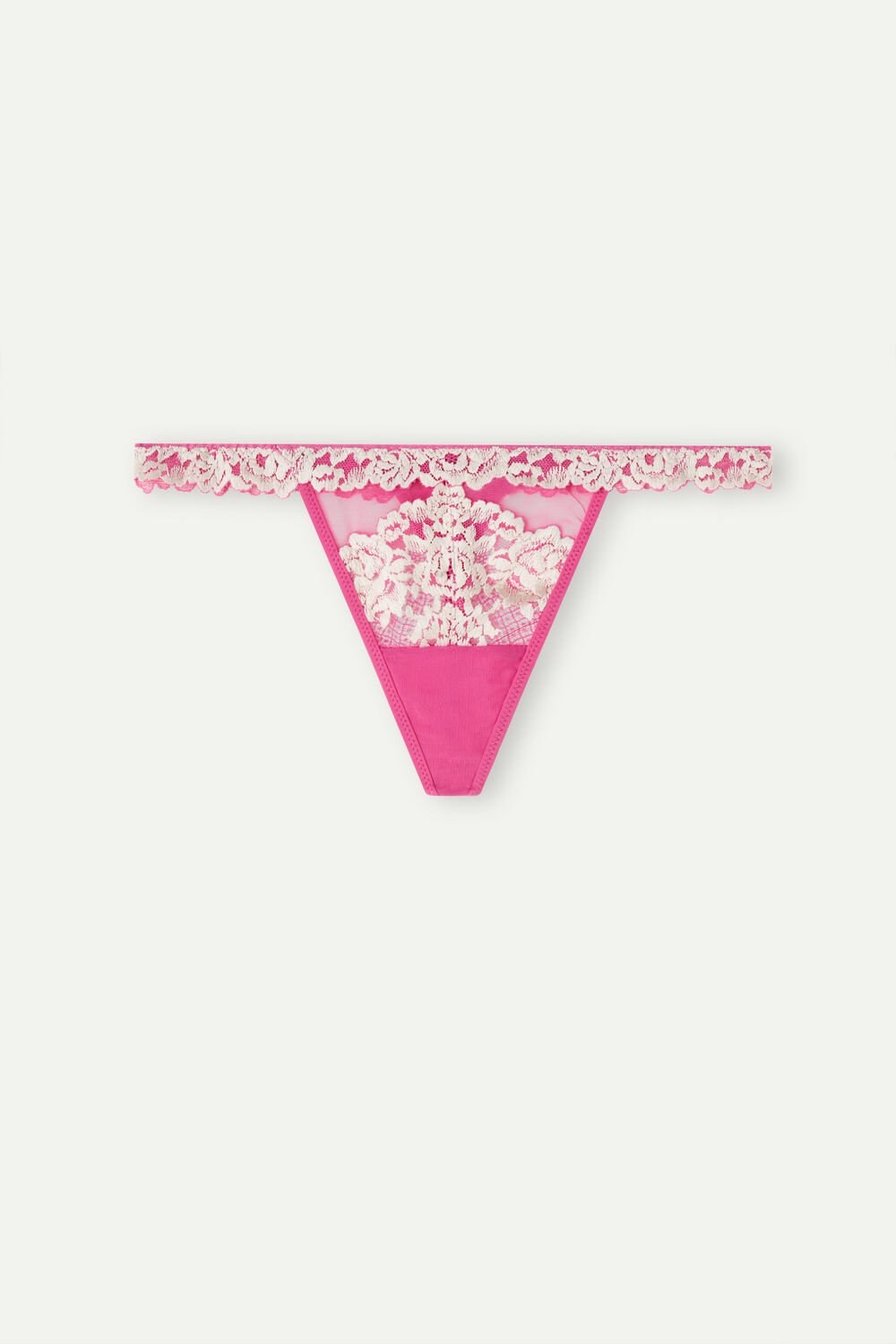 Intimissimi Pretty Flowers String Thong Pink - 213j - Valentine Pink / Ivory | 7814EUMWP