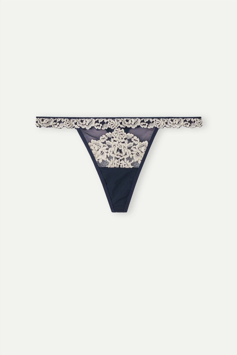 Intimissimi Pretty Flowers String Thong Blue - 347i - Deep Blue / Vanilla | 9031QUJBN