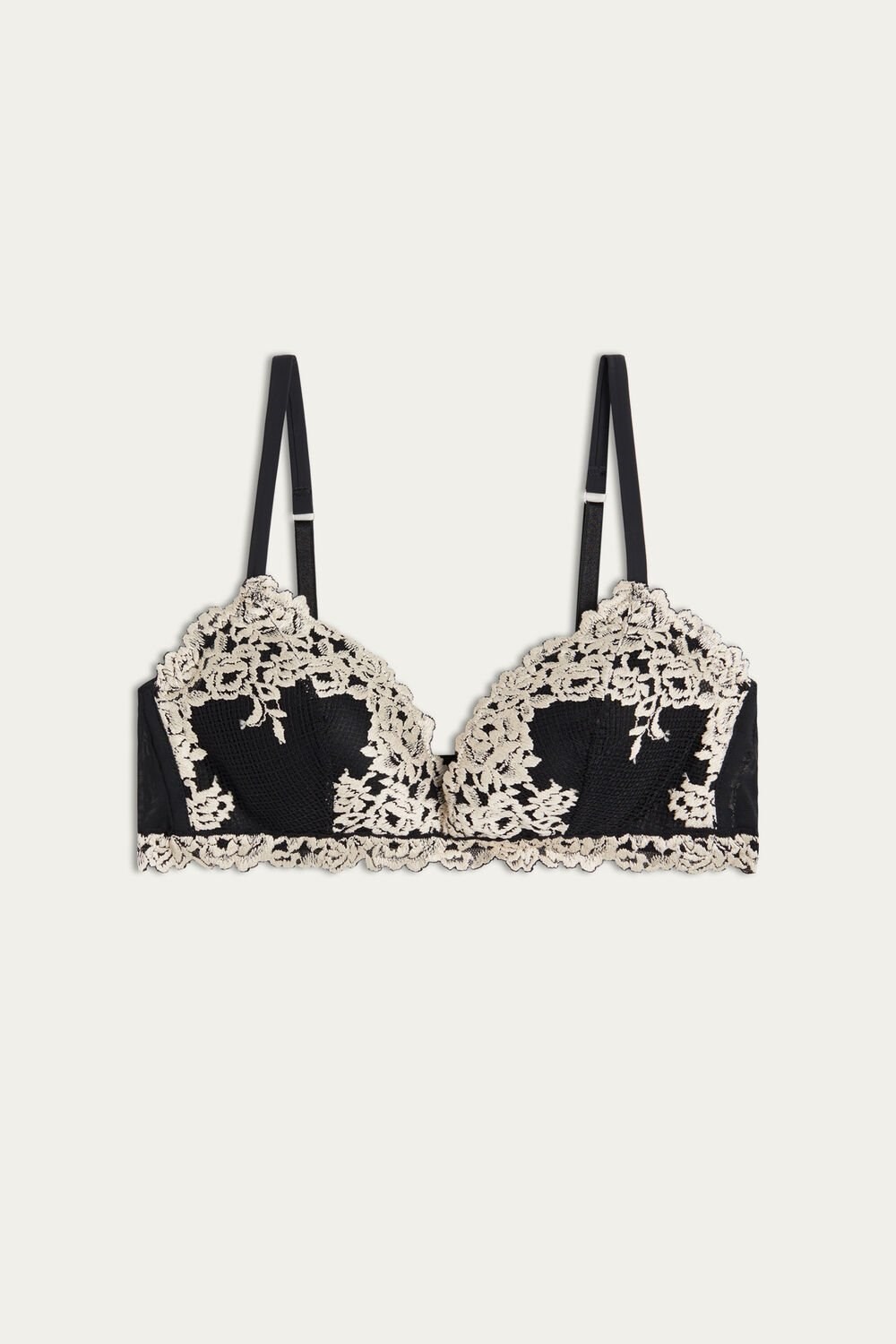 Intimissimi Pretty Flowers Tiziana Triangle Bra Multicolor - 9887 - Black / Ivory | 8672XFPSM