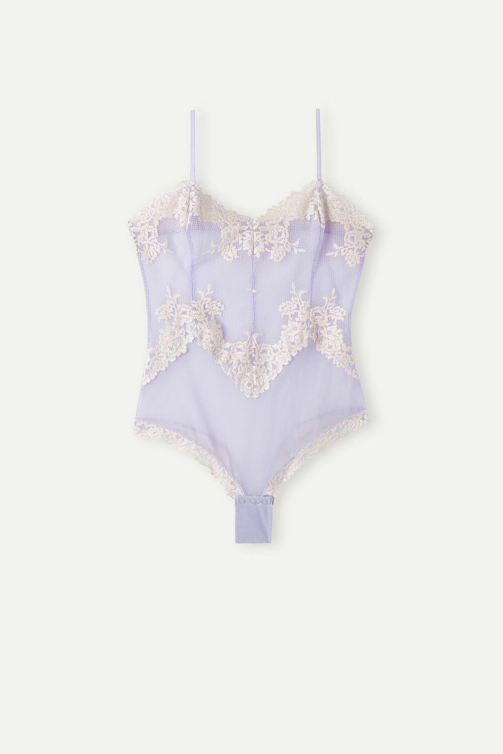 Intimissimi Pretty Flowers Tulle and Lace Bodysuit Violet - 214j - Sweet Lavender / Ivory | 8610EDWZS