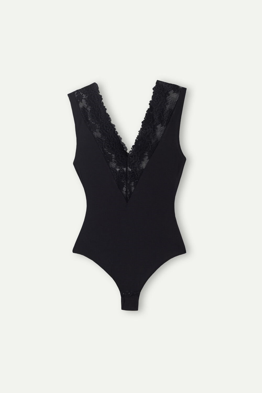 Intimissimi Pretty Flowers V-neck Bodysuit Black - 019 - Black | 9043GEQVT