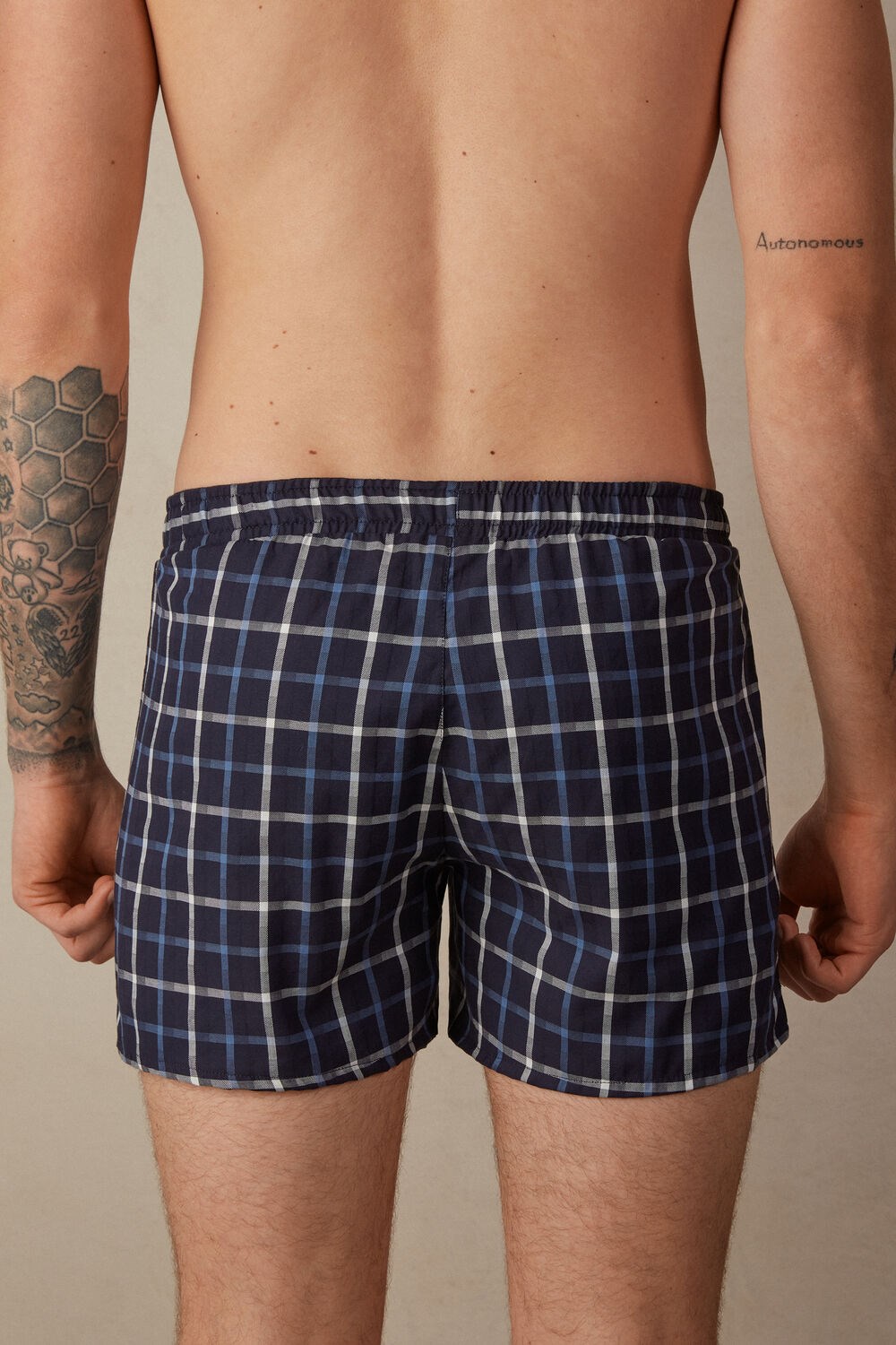 Intimissimi Print Detailed Boxers Blue - 169j - Blue Squares | 0519PIJRY