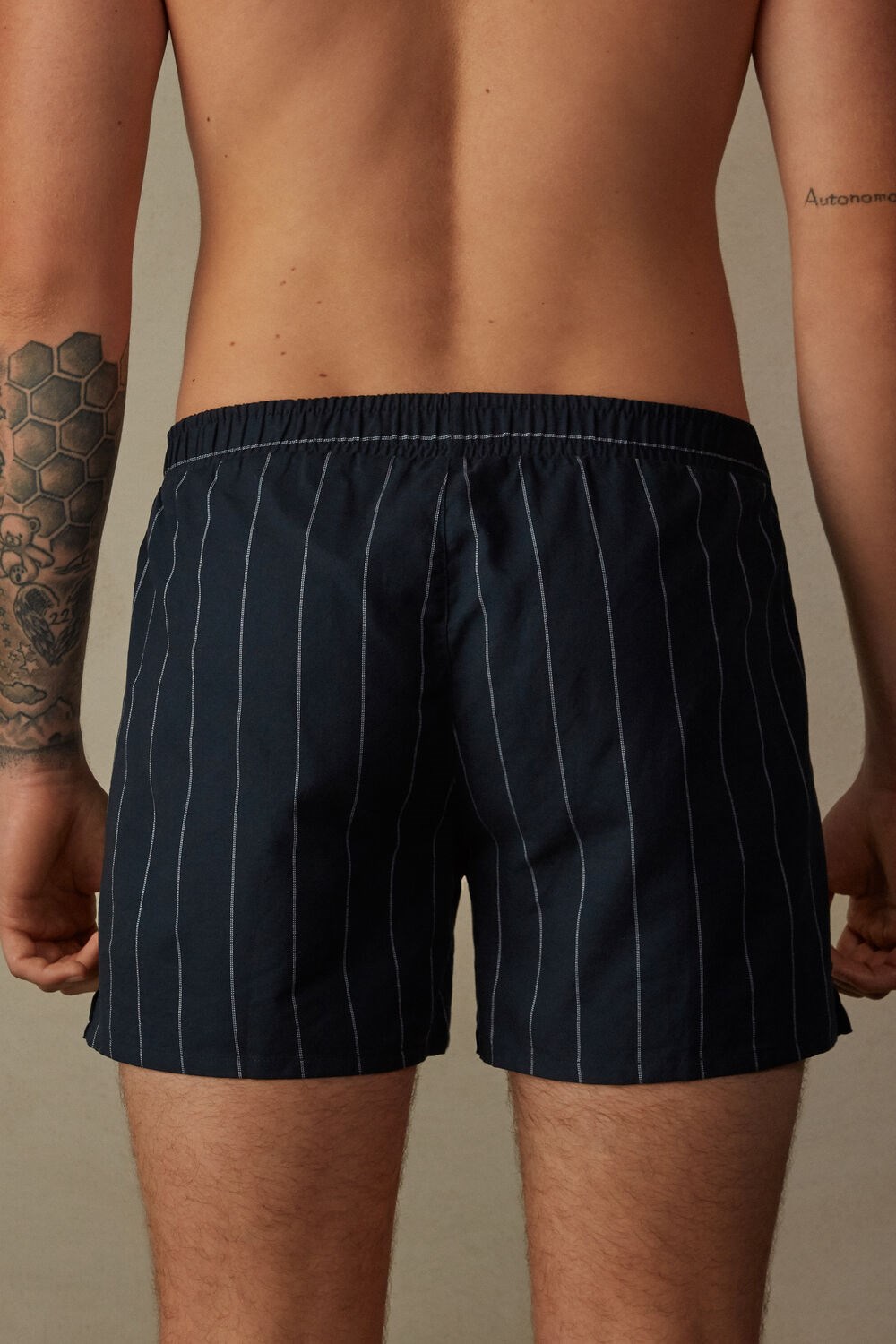 Intimissimi Print Detailed Boxers Blue - 046j - Pinstripe Blue | 2816CFKNZ