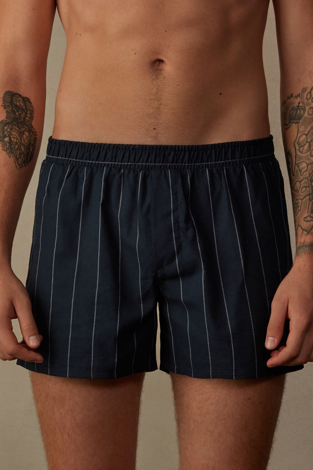 Intimissimi Print Detailed Boxers Blue - 046j - Pinstripe Blue | 2816CFKNZ