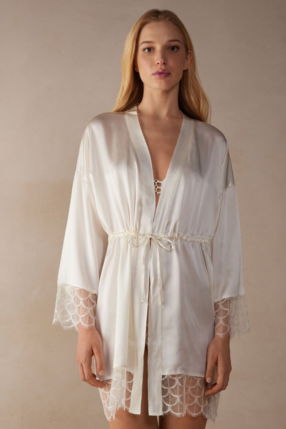 Intimissimi Pure Charme Silk Kimono Ivory - 2127 - Talc White | 7163YTOZG