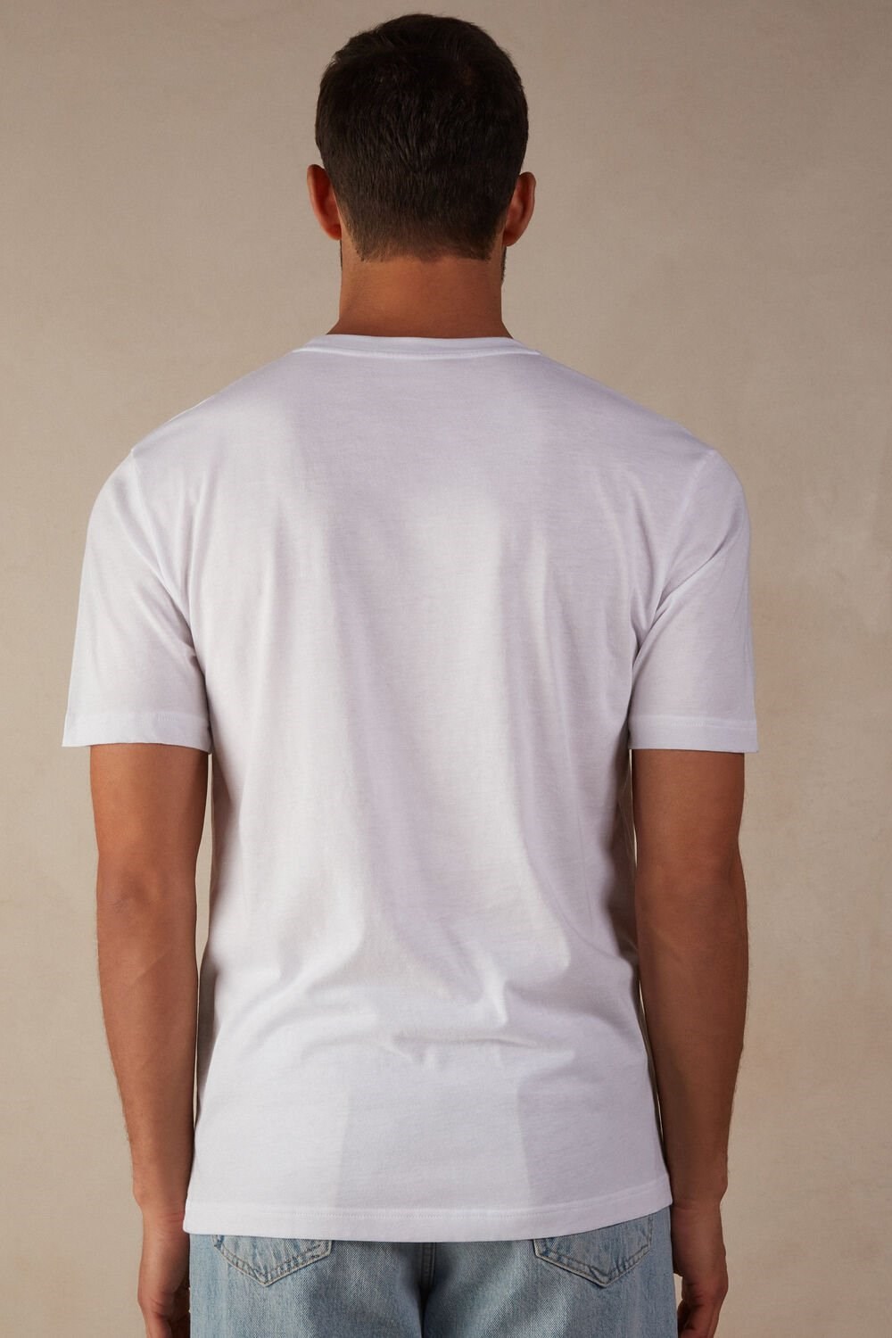 Intimissimi Regular Fit T-Shirt in Extrafine Supima® Cotton White - 001 - White | 1849LYMBP