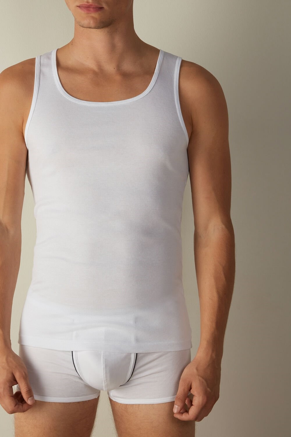 Intimissimi Ribbed Supima Cotton Tank Top White - 001 - White | 5410GDOKF