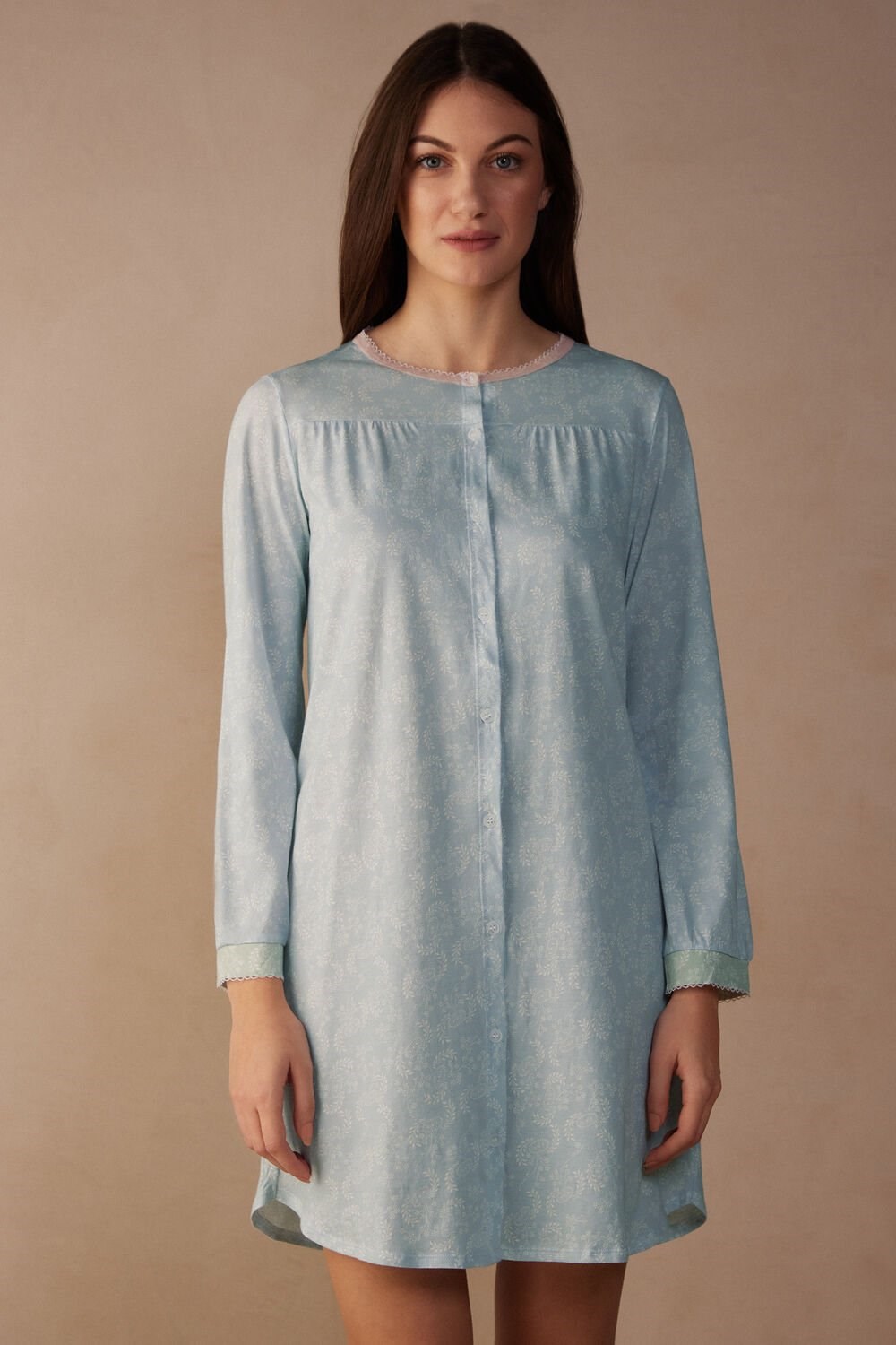 Intimissimi Romantic Cashmere Button Up Night Shirt Light Blue - 226j - Romantic Cashmere Print | 8231ZUQVM