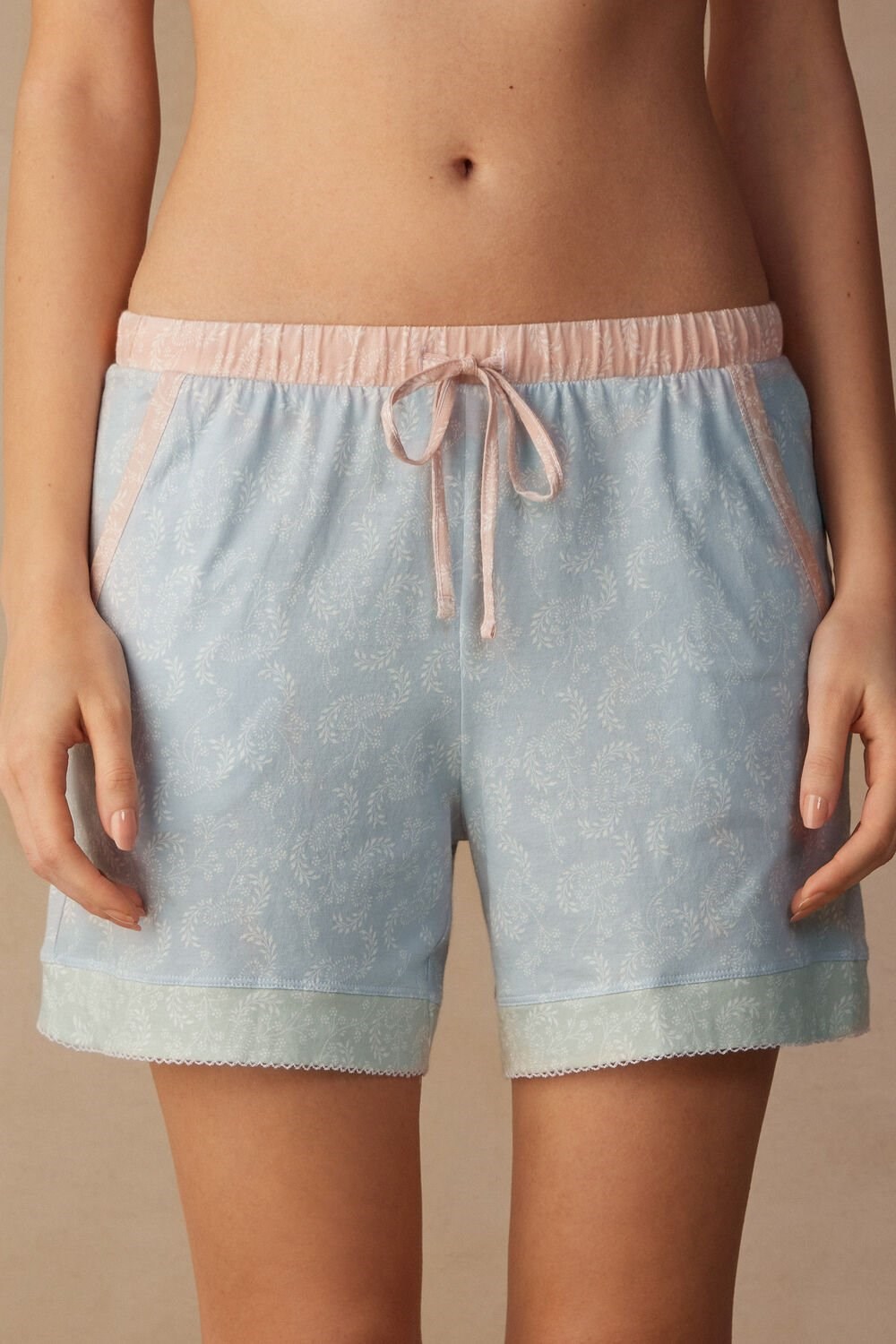 Intimissimi Romantic Cashmere Cotton Shorts Light Blue - 226j - Romantic Cashmere Print | 4015JUVLM