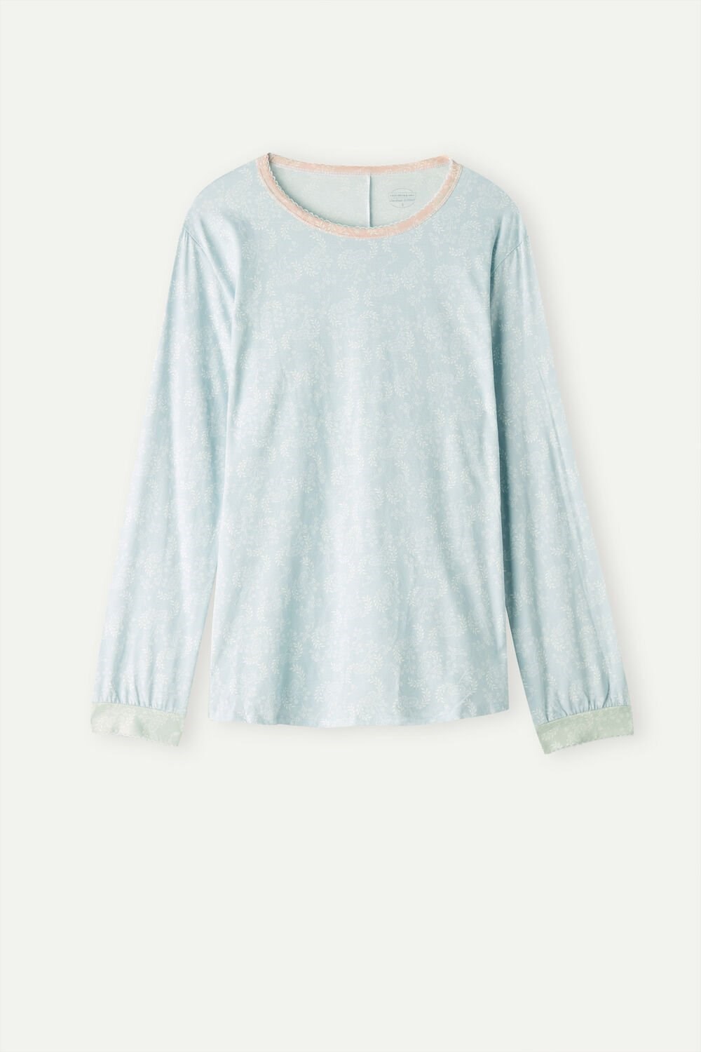 Intimissimi Romantic Cashmere Long Sleeve Cotton Top Light Blue - 226j - Romantic Cashmere Print | 6057IMOWC