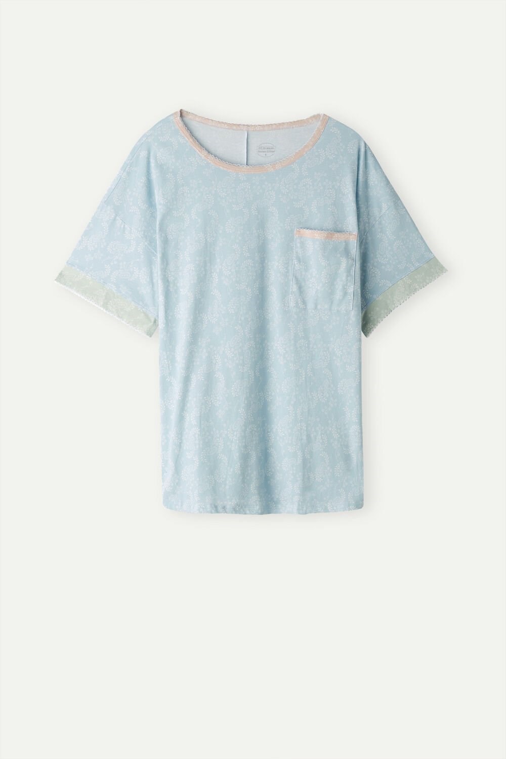 Intimissimi Romantic Cashmere Short Sleeve Cotton Top Light Blue - 226j - Romantic Cashmere Print | 8957CNEKQ