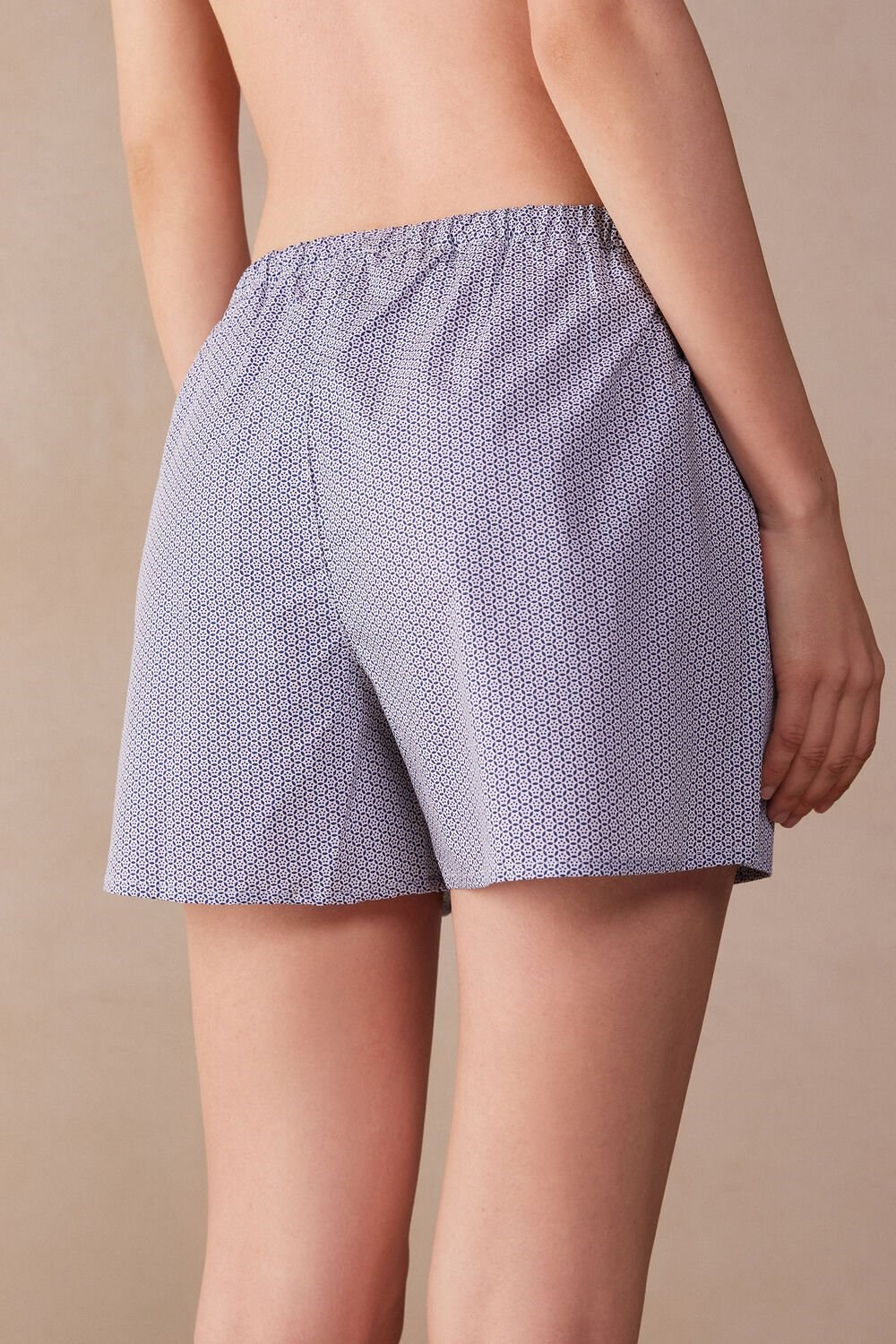 Intimissimi Santorini View Cotton Cloth Shorts Print - 246j - Blue Santorini Print | 2513PJSFA