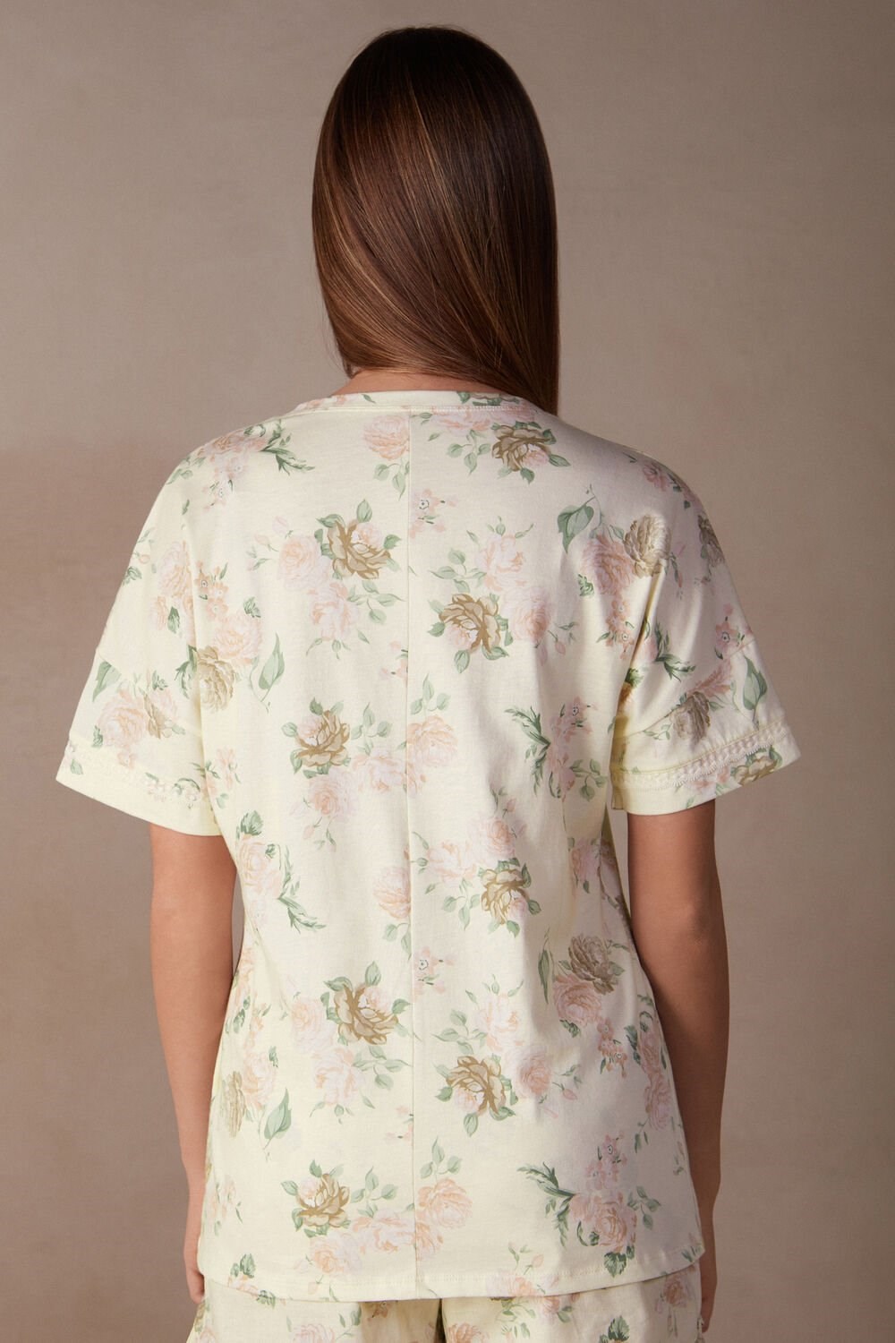 Intimissimi Scent of Roses Short Sleeve Cotton T-shirt Print - 205j - Scent Of Roses Print | 5167YZFWA