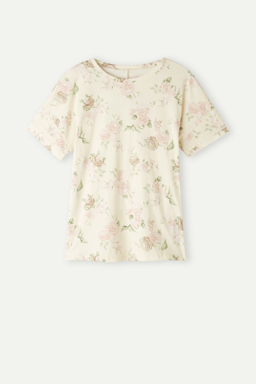 Intimissimi Scent of Roses Short Sleeve Cotton T-shirt Print - 205j - Scent Of Roses Print | 5167YZFWA