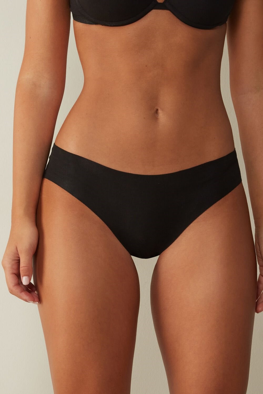 Intimissimi Seamless Supima® Cotton Panties Black - 019 - Black | 7293ASOGM