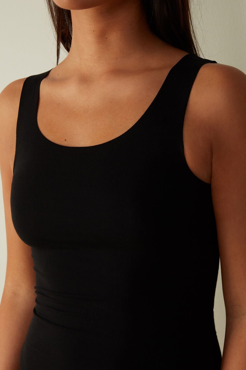 Intimissimi Seamless Supima® Cotton Tank Top Black - 019 - Black | 2475OKDBF