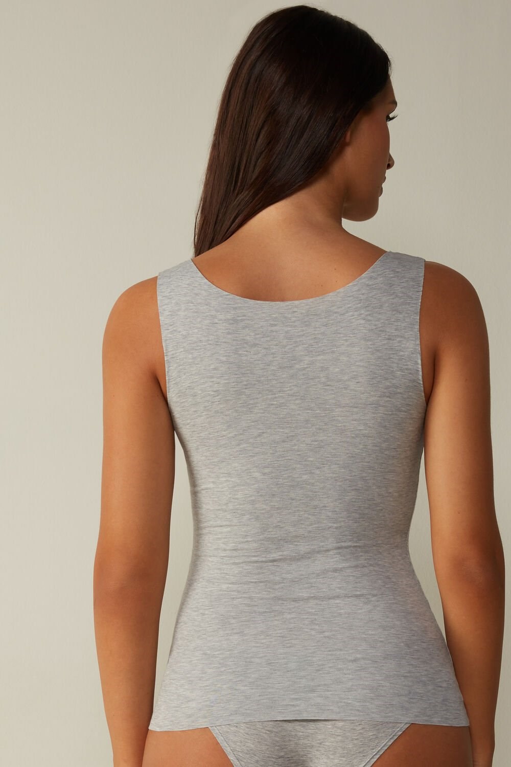 Intimissimi Seamless Supima® Cotton Tank Top Grey - 031 - Light Heathered Grey | 7849RXTLM