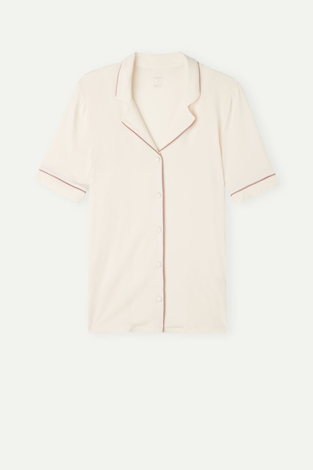 Intimissimi Short Sleeve Button Up Shirt in Modal 612i - Vanilla Ivory | 6127KVXMB