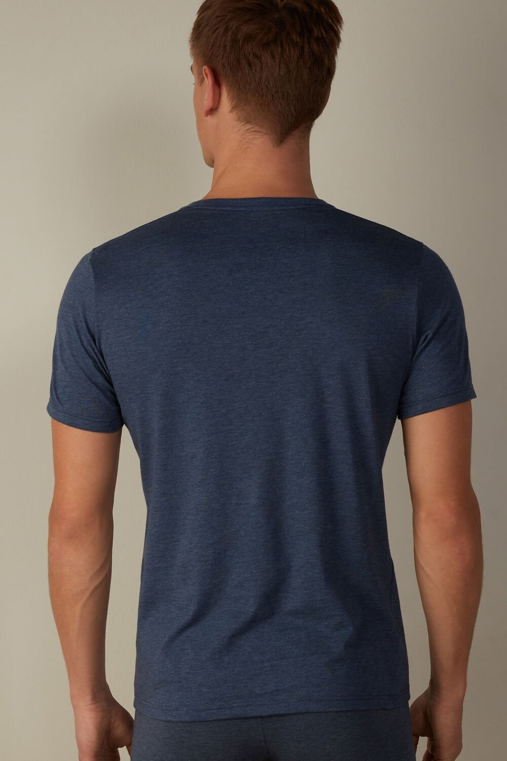 Intimissimi Short Sleeve Crew Neck T Shirt in Supima® Cotton Blue - 5210 - Denim Blue Blend | 0923GCTQL