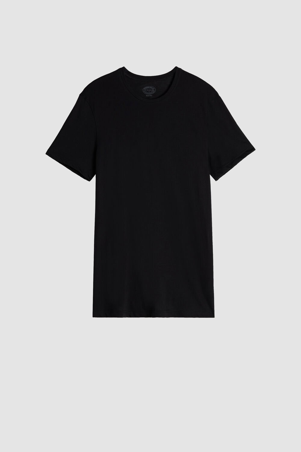 Intimissimi Short-Sleeve Crew-Neck T-Shirt in Extra-Fine Supima® Cotton Black - 019 - Black | 3259FTJPI