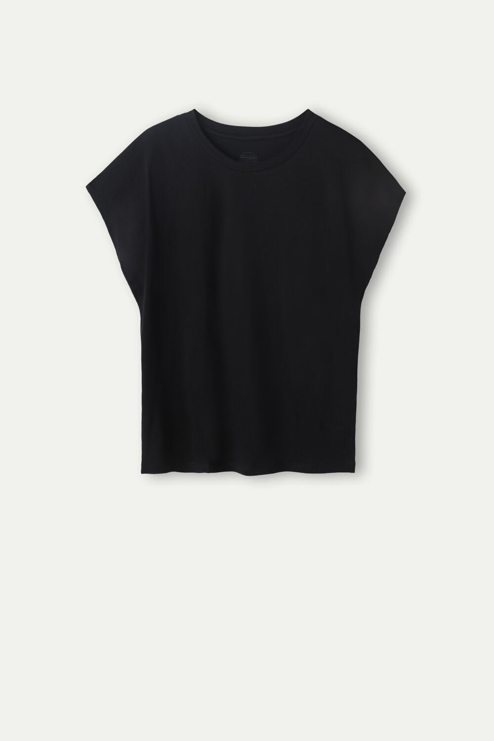 Intimissimi Short Sleeve Crew Neck Top in Supima® Ultrafresh cotton Black - 019 - Black | 8462HBTMS