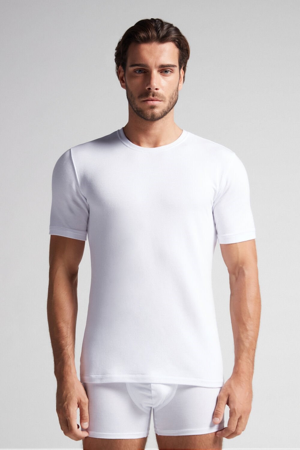 Intimissimi Short-Sleeve Modal-Cashmere Top White - 001 - White | 0781UYKVE