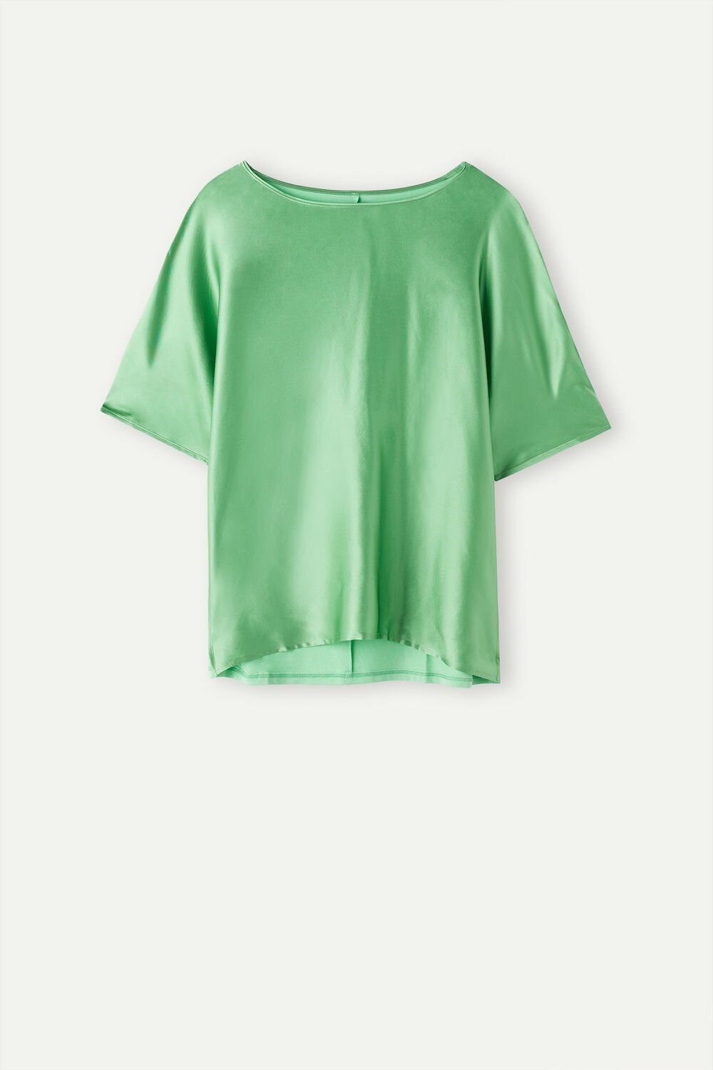 Intimissimi Short Sleeve Silk and Modal Top Green - 218j - Apple Mint | 0154MXFLE