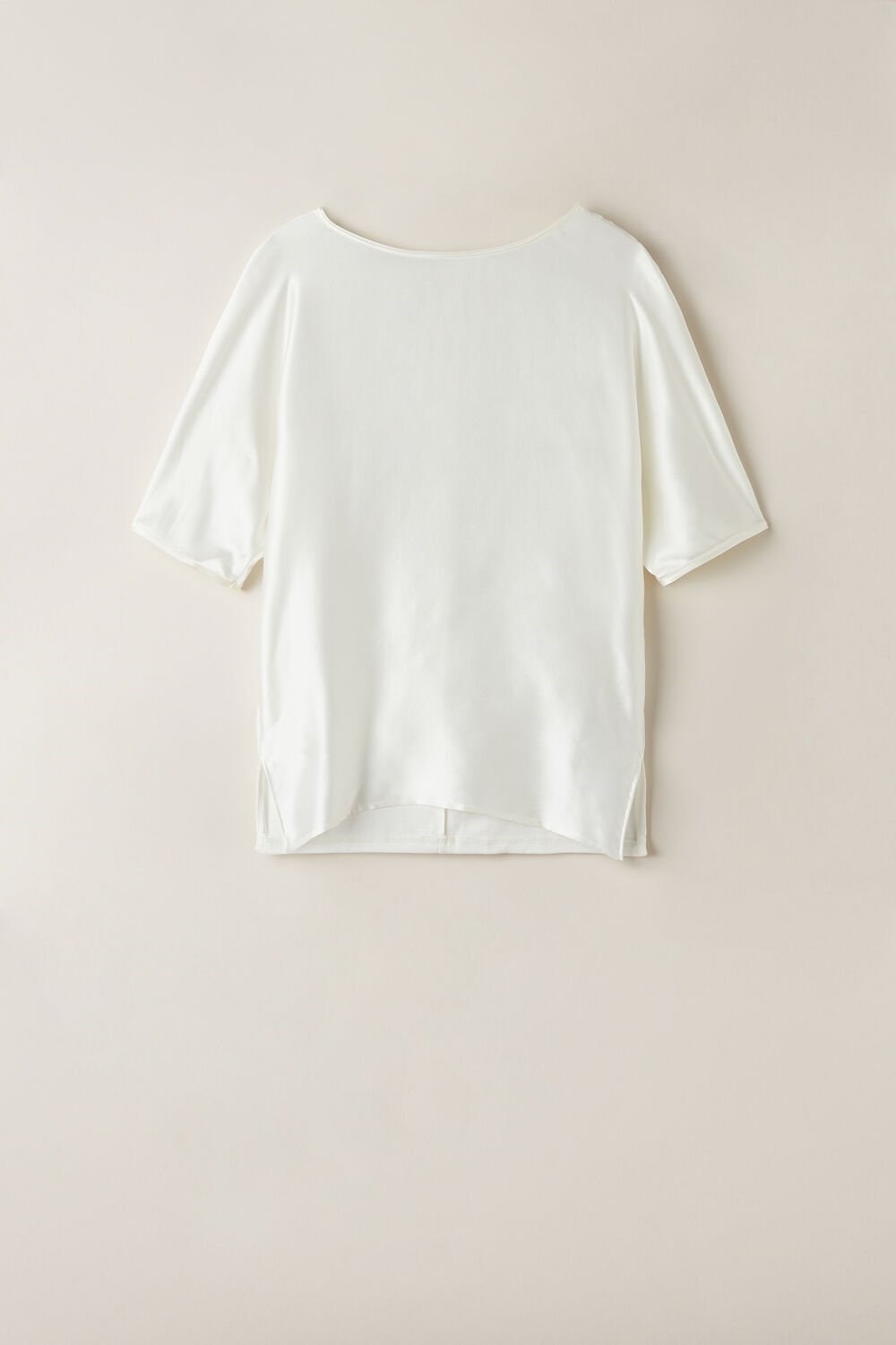 Intimissimi Short Sleeve Silk and Modal Top Ivory - 2127 - Talc White | 1607PZWVX