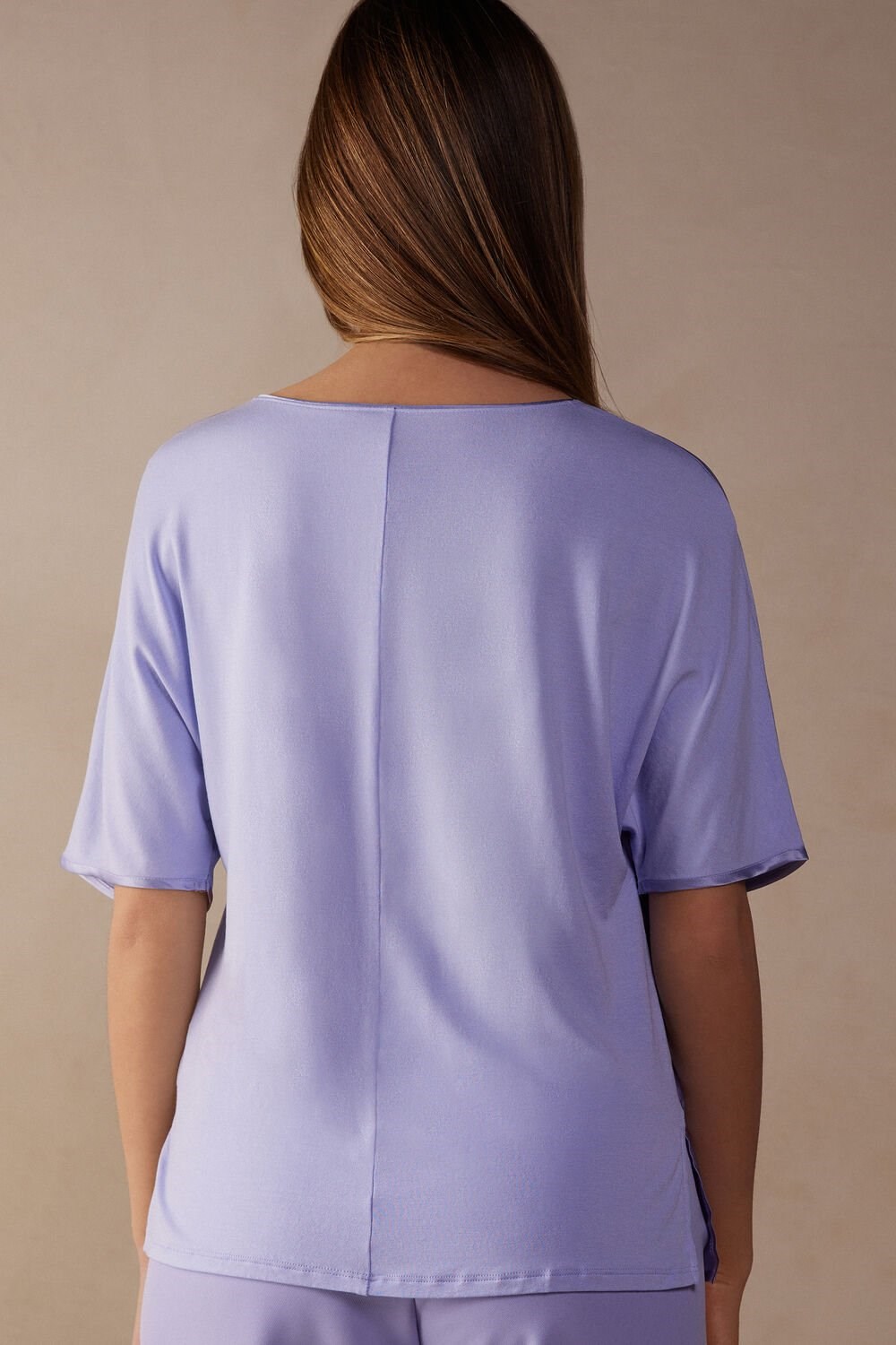 Intimissimi Short Sleeve Silk and Modal Top Violet - 212j - Sweet Lavender | 2816YJOAD