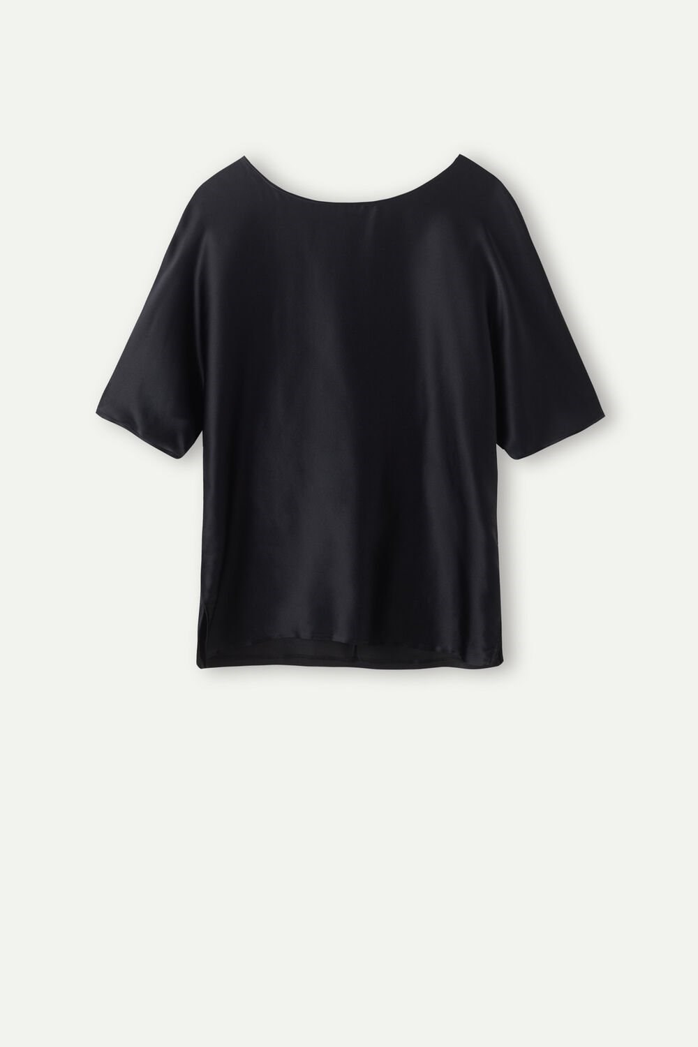 Intimissimi Short Sleeve Silk and Modal Top Black - 019 - Black | 4067XWSHZ