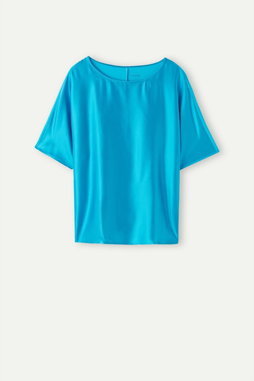 Intimissimi Short Sleeve Silk and Modal Top Blue - 210j - Digital Turquoise | 4263XAVGN