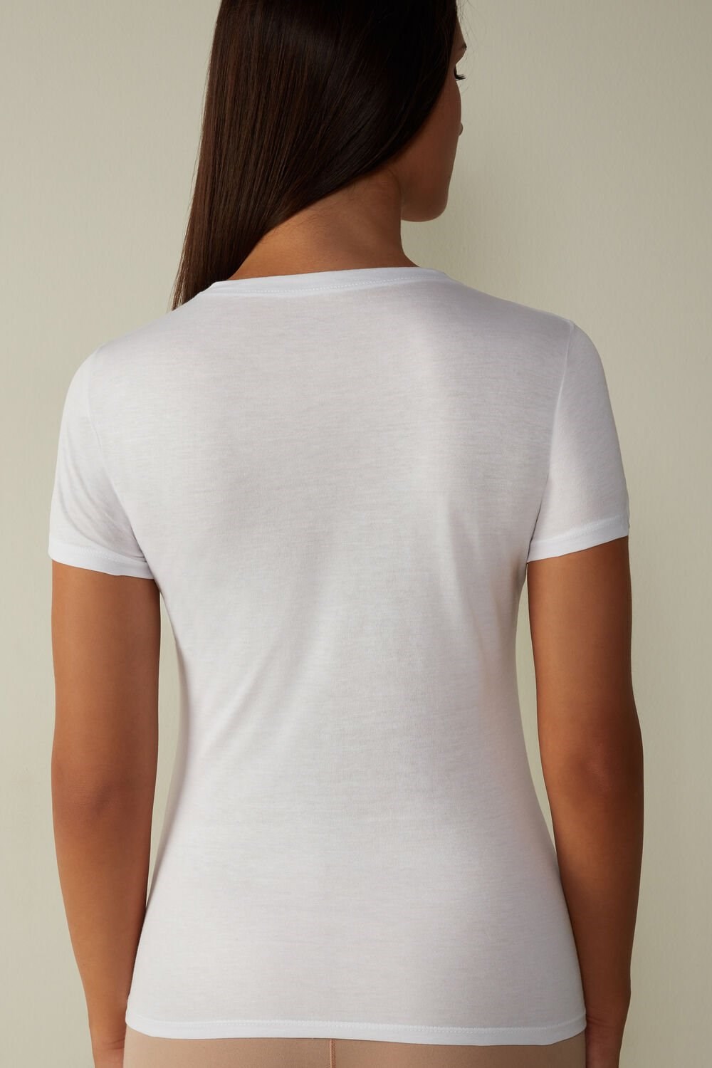 Intimissimi Short-Sleeve T-shirt in Ultrafresh Supima® Cotton White - 001 - White | 7208ODEKY