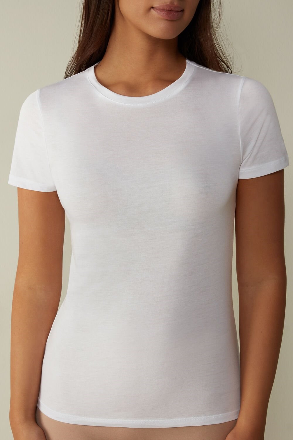 Intimissimi Short-Sleeve T-shirt in Ultrafresh Supima® Cotton White - 001 - White | 7208ODEKY