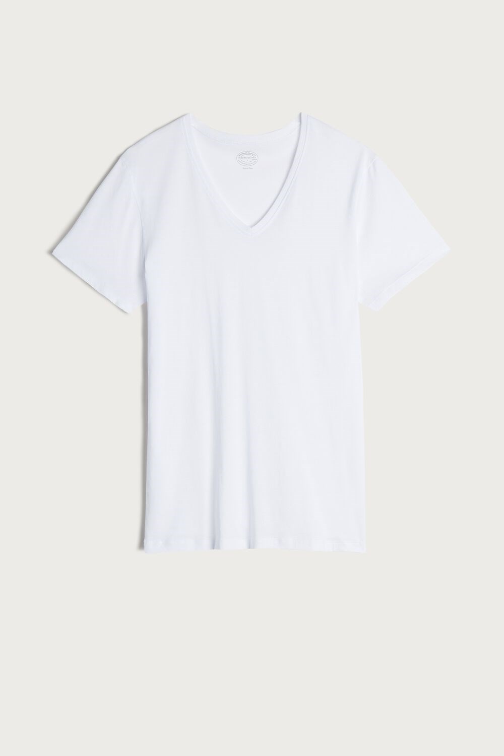 Intimissimi Short-Sleeve V-Neck T Shirt in Extra-Fine Supima® Cotton White - 001 - White | 4765NVBPX