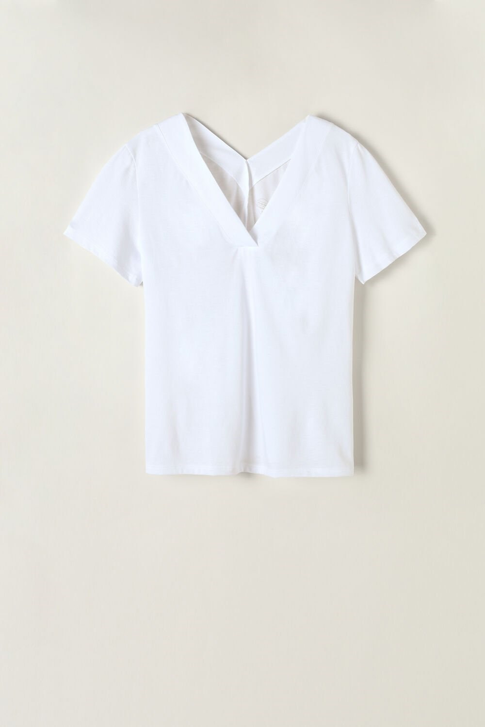 Intimissimi Short Sleeve V-neck Top in Supima® Ultrafresh Cotton White - 001 - White | 1043DHFOL