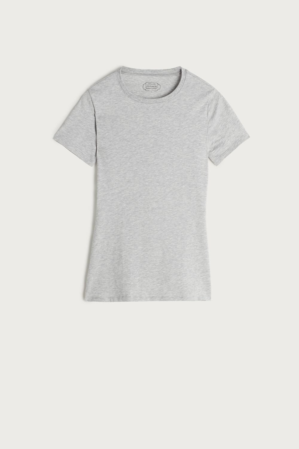 Intimissimi Short-Sleeved Stretch Supima® Cotton Top Grey - 031 - Light Heathered Grey | 7854HNXJV