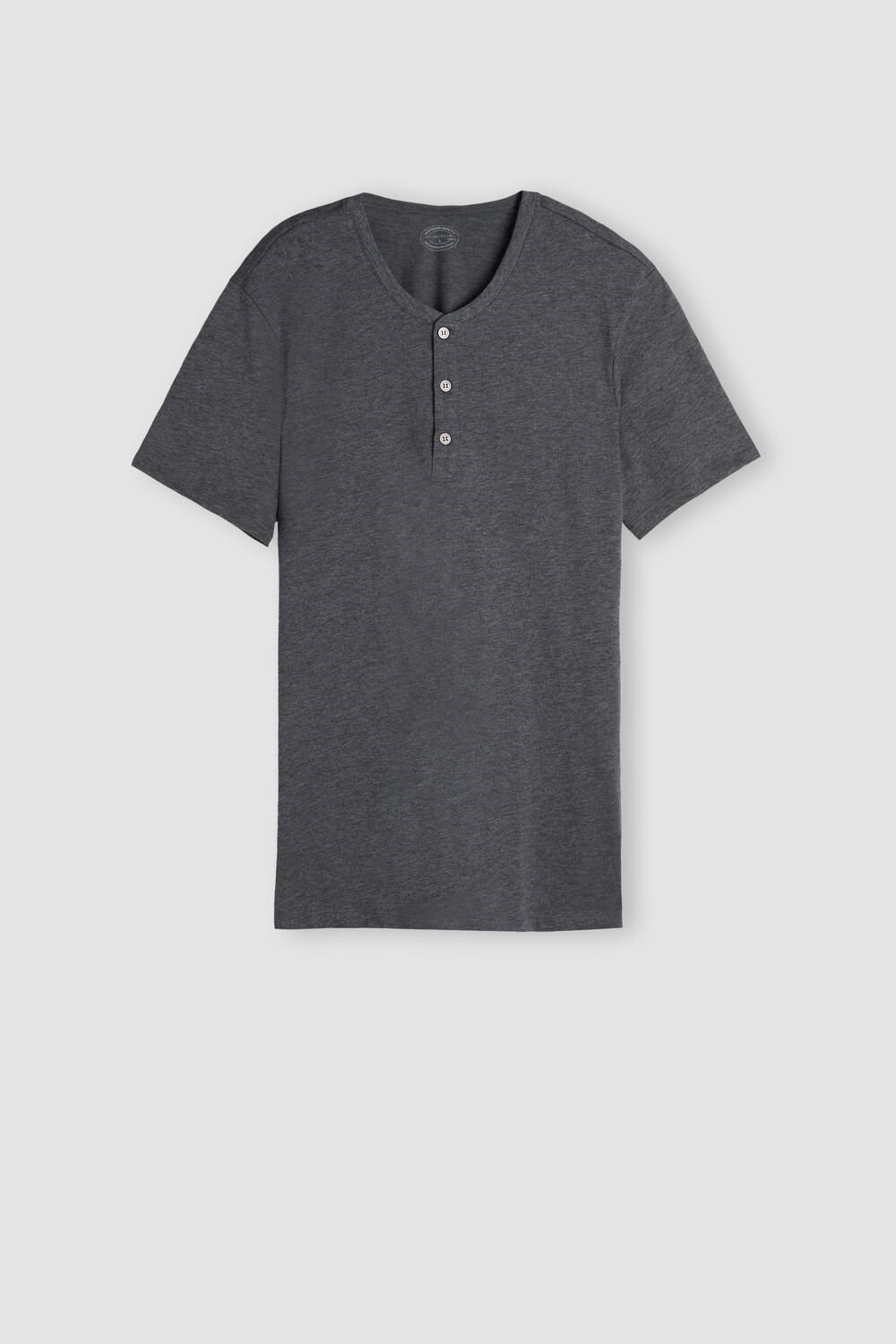 Intimissimi Short-Sleeved Supima® Cotton Shirt Dark Grey - 5227 - Heathered Graphite Grey | 4835LPTKF